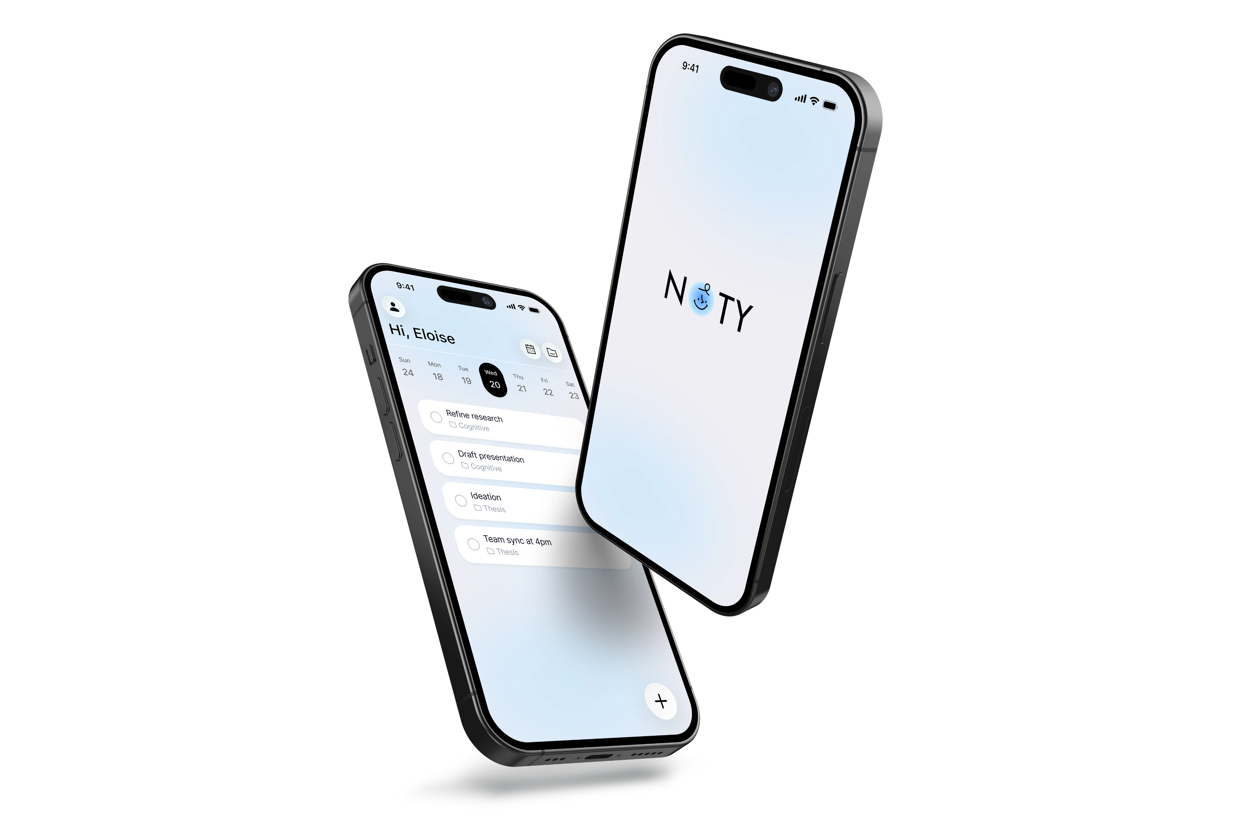 Noty task list and app opening screen